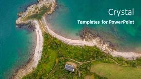  Presentation with aerial - Cool new PPT layouts with aerial-top-view-of-trinity backdrop and a ocean colored foreground