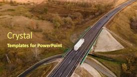  Presentation with semi truck - Beautiful presentation theme featuring aerial-top-view-of-white backdrop and a tawny brown colored foreground