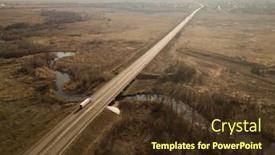  Presentation with semi trailer - Cool new slides with aerial-top-view-of-white backdrop and a tawny brown colored foreground