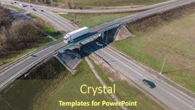  Presentation with semi trailer - Colorful slide set enhanced with aerial-top-view-of-white backdrop and a tawny brown colored foreground