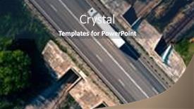  Presentation with semi trailer - PPT theme having aerial-top-view-of-white background and a navy blue colored foreground