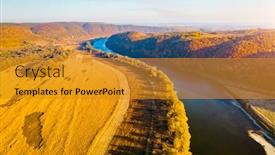  Presentation with bird eye view - Beautiful slide deck featuring aerial-top-view-of-winding backdrop and a gold colored foreground