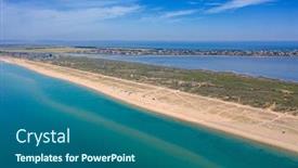  Presentation with black sea - Cool new PPT layouts with aerial-top-view-on-sand backdrop and a ocean colored foreground