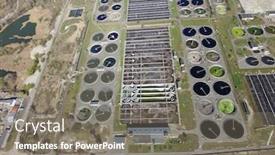  Presentation with sewage treatment plant - Slides featuring aerial-top-view-on-sewage background and a gray colored foreground