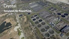  Presentation with sewage treatment plant - Audience pleasing presentation consisting of aerial-top-view-on-sewage backdrop and a gray colored foreground