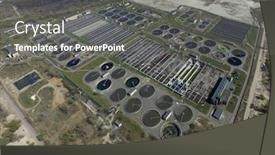  Presentation with sewage treatment plant - Presentation theme with aerial-top-view-on-sewage background and a gray colored foreground