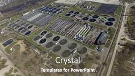  Presentation with sewage treatment plant - Cool new slide deck with aerial-top-view-on-sewage backdrop and a gray colored foreground