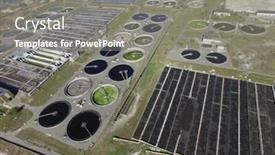  Presentation with sewage treatment plant - PPT theme enhanced with aerial-top-view-on-sewage background and a gray colored foreground