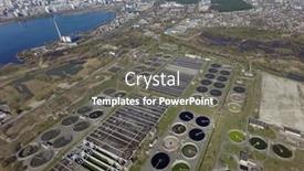  Presentation with sewage treatment plant - PPT theme having aerial-top-view-on-sewage background and a gray colored foreground