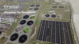  Presentation with sewage treatment plant - Slide deck consisting of aerial-top-view-on-sewage background and a gray colored foreground