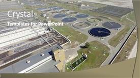  Presentation with sewage treatment plant - Theme having aerial-top-view-on-sewage background and a gray colored foreground