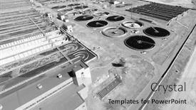  Presentation with sewage treatment plant - Beautiful slides featuring aerial-top-view-on-sewage backdrop and a light gray colored foreground
