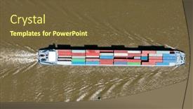  Presentation with boat river - PPT theme consisting of aerial-topshot-from-a-cargo background and a tawny brown colored foreground