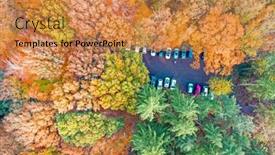  Presentation with fall - Presentation theme consisting of aerial-topshot-from-a-parking background and a gold colored foreground