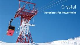  Presentation with tram - Slide deck consisting of aerial-tram-in-austrian-alps background and a ocean colored foreground