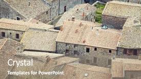  Presentation with architecture city - Slide deck with aerial view background on italian medieval architecture roofs city building tuscany italy background and a coral colored foreground