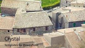  Presentation with architecture city - Audience pleasing slide deck consisting of aerial view background on italian medieval architecture roofs city building tuscany italy backdrop and a coral colored foreground