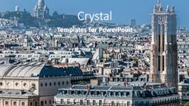  Presentation with paris - Beautiful presentation theme featuring aerial view cityscape of paris in france backdrop and a teal colored foreground