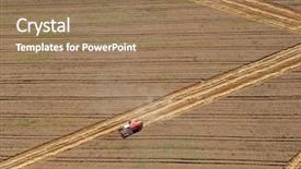  Presentation with crop - Audience pleasing theme consisting of agriculture crop - aerial view combine harvester working backdrop and a coral colored foreground