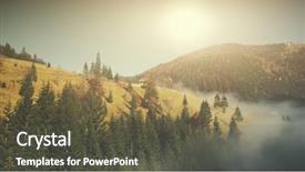  Presentation with hut - Presentation design with aerial view fir forest hill background and a tawny brown colored foreground