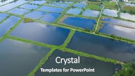 Presentation with hatchery - Slide deck with aerial view fish hatchery pond background and a ocean colored foreground