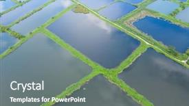  Presentation with hatchery - Cool new presentation theme with aerial view fish hatchery pond backdrop and a gray colored foreground
