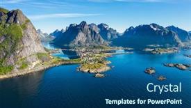  Presentation with flight - Amazing presentation design having aerial-view-flight-over backdrop and a ocean colored foreground