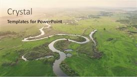  Presentation with beautiful green - Presentation theme enhanced with aerial-view-flight-over background and a  colored foreground