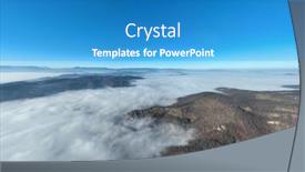  Presentation with camera drone - PPT theme consisting of aerial-view-flying-over background and a teal colored foreground