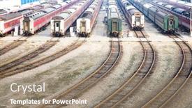  Presentation with railway - Slide set featuring aerial-view-for-the-railway background and a coral colored foreground