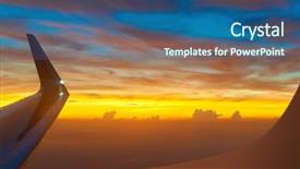  Presentation with jet - PPT theme having aerial view from a jet background and a ocean colored foreground