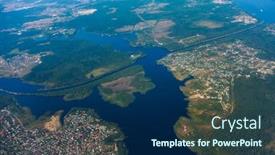  Presentation with green cities - Audience pleasing PPT layouts consisting of aerial-view-from-airplane-window backdrop and a navy blue colored foreground