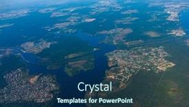  Presentation with green cities - Theme featuring aerial-view-from-airplane-window background and a ocean colored foreground