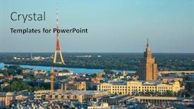  Presentation with radio tower - Slides enhanced with aerial-view-from-drone background and a light blue colored foreground