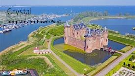  Presentation with medieval - Slides featuring aerial-view-from-medieval-castle background and a light blue colored foreground