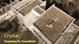  Presentation with summer camp - Slide set enhanced with aerial-view-ghost-town background and a tawny brown colored foreground