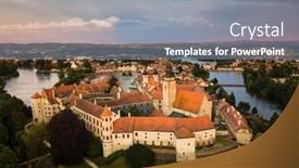  Presentation with czech republic - Presentation theme enhanced with aerial-view-just-after-sunrise background and a  colored foreground