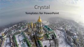  Presentation with fog - Amazing slides having aerial view kiev-pechersk lavra in winter fog backdrop and a light gray colored foreground