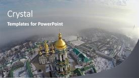  Presentation with fog - Amazing theme having aerial view kiev-pechersk lavra in winter fog backdrop and a gray colored foreground