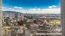  Presentation with import export - PPT theme having aerial view kobe cityscape and port industrial zone in kobe hyogo kansai japan using for import export shipping and global business background background and a tawny brown colored foreground