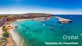  Presentation with marina - PPT theme featuring aerial-view-marina-port-adriano background and a ocean colored foreground