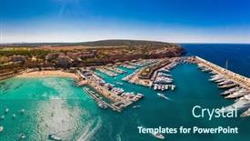  Presentation with marina - Cool new presentation with aerial-view-marina-port-adriano backdrop and a ocean colored foreground