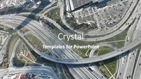  Presentation with transportation traffic - Presentation design with aerial-view-modern-multilevel-motorway background and a gray colored foreground