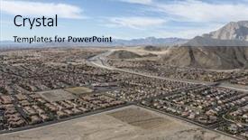  Presentation with desert neighborhood - Presentation having aerial view neighborhood - suburban desert sprawl background and a light blue colored foreground