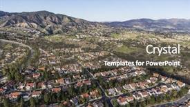  Presentation with los angeles - Presentation theme consisting of aerial view neighborhood - suburban houses and streets background and a gray colored foreground
