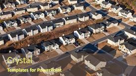  Presentation with atlanta - Presentation design featuring aerial-view-new-suburban-homes background and a tawny brown colored foreground