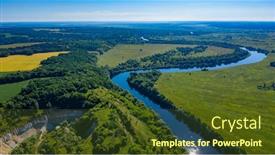  Presentation with river valley - Beautiful slides featuring aerial-view-of-a-beautiful backdrop and a tawny brown colored foreground