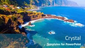  Presentation with volcanic rocks - Slide deck consisting of azure water volcanic island background and a ocean colored foreground