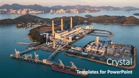  Presentation with island sunset - Slides having aerial-view-of-a-coal background and a ocean colored foreground