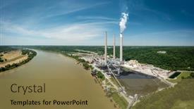  Presentation with coal fired power plant - Presentation theme consisting of aerial-view-of-a-coal background and a tawny brown colored foreground